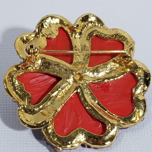 Purple rhinestone flower brooch 2" diameter 1.1995 - Picture 5 of 6